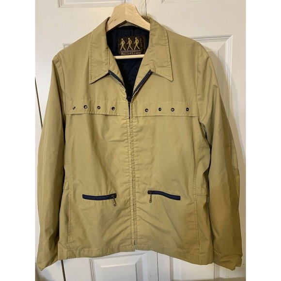 Vtg Robert Lewis Men’s Sz 40 Lined Vented Full Zip Front Jacket w/Pockets Beige - Picture 3 of 8